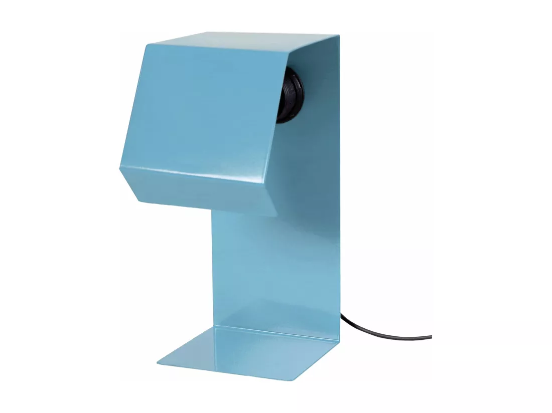 Lampe de chevet géométrique métal blanc 24 cm.