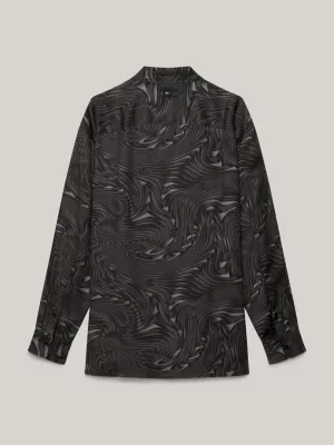 Camisa de estilo relaxado com estampa espiral unissex