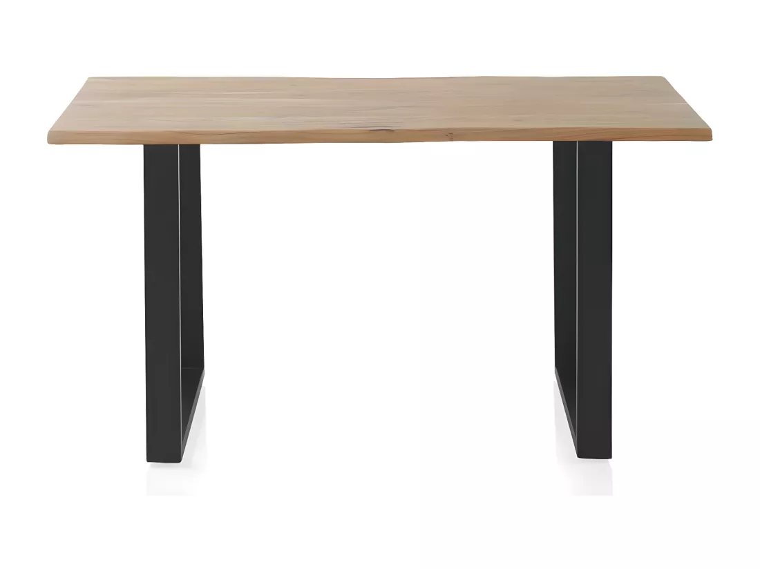 Table en acacia massif 140 x 80 cm avec pieds en métal noir