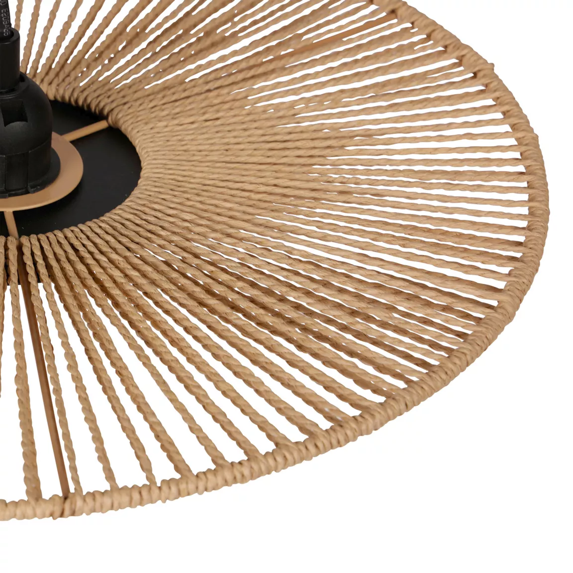 Suspension ronde en corde (D38 cm) Aurora Naturel et noir