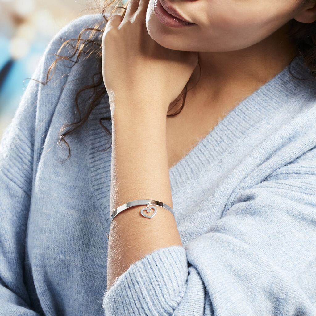 Bracelet Jonc Sally Argent Blanc