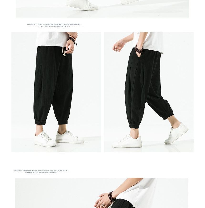 Ninine - Effen cropped harembroek met trekkoordtaille
