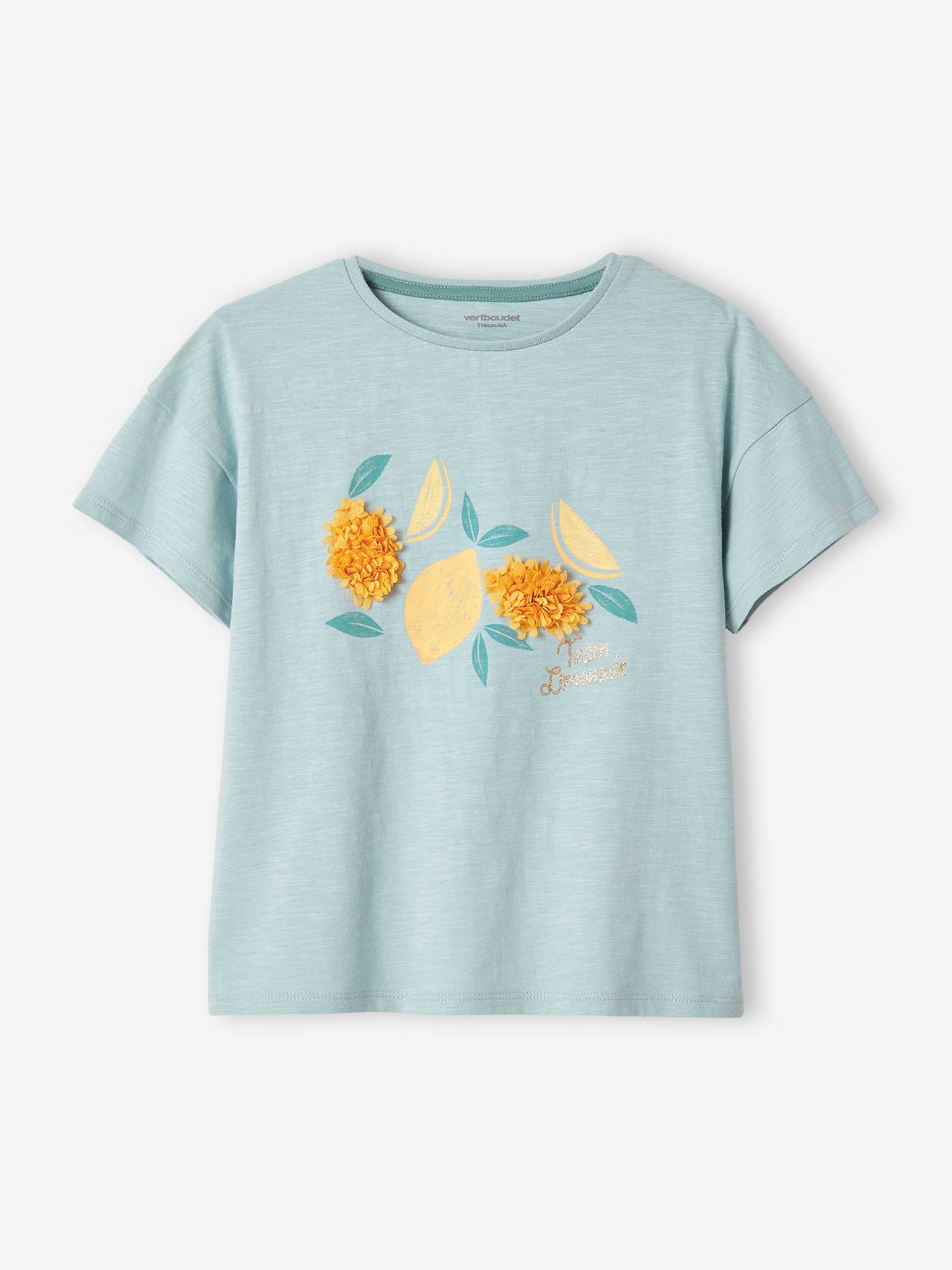 Camiseta feminina com estampa de franjas e detalhes iridescentes, cor tinta.
