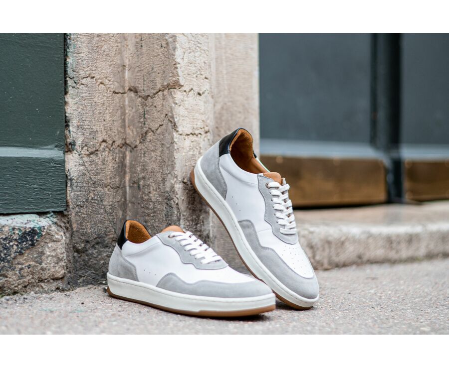 Sneakers blanches avec velours Beige homme - WONGARA
