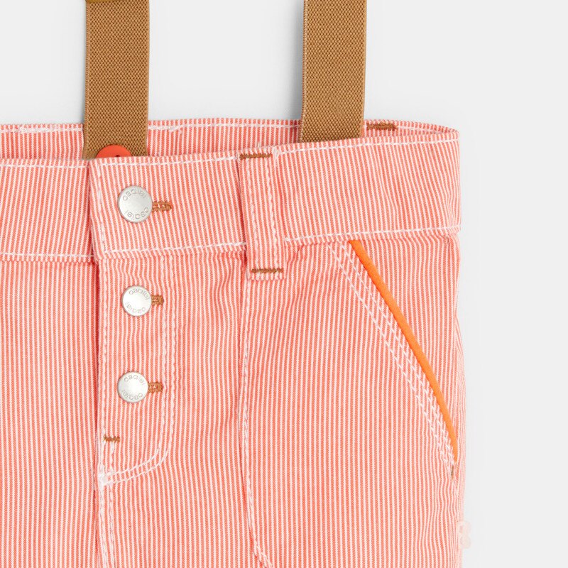 Short à bretelles fines rayures orange bébé garçon Orange