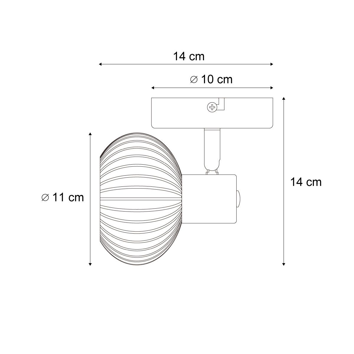 Moderne plafondspot goud met amber glas rond - Teddy