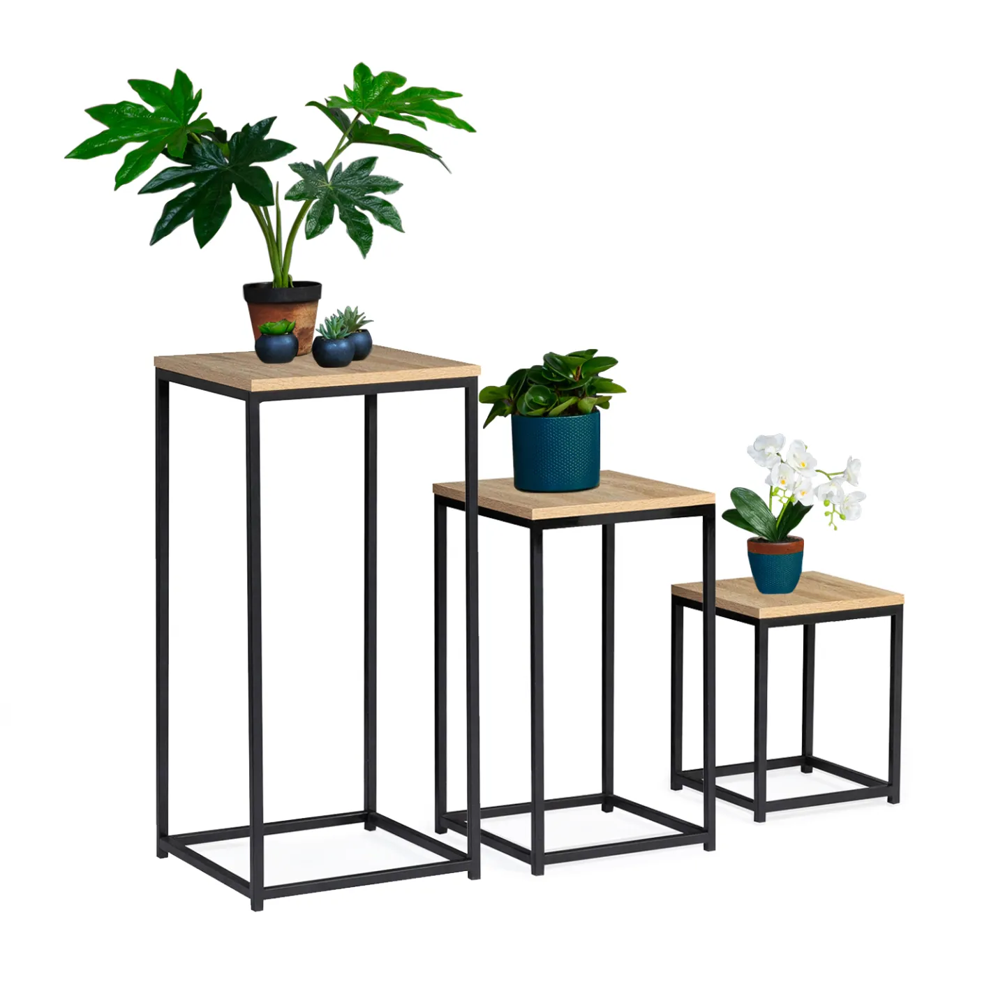 Lot de 3 tables d'appoint DETROIT design industriel