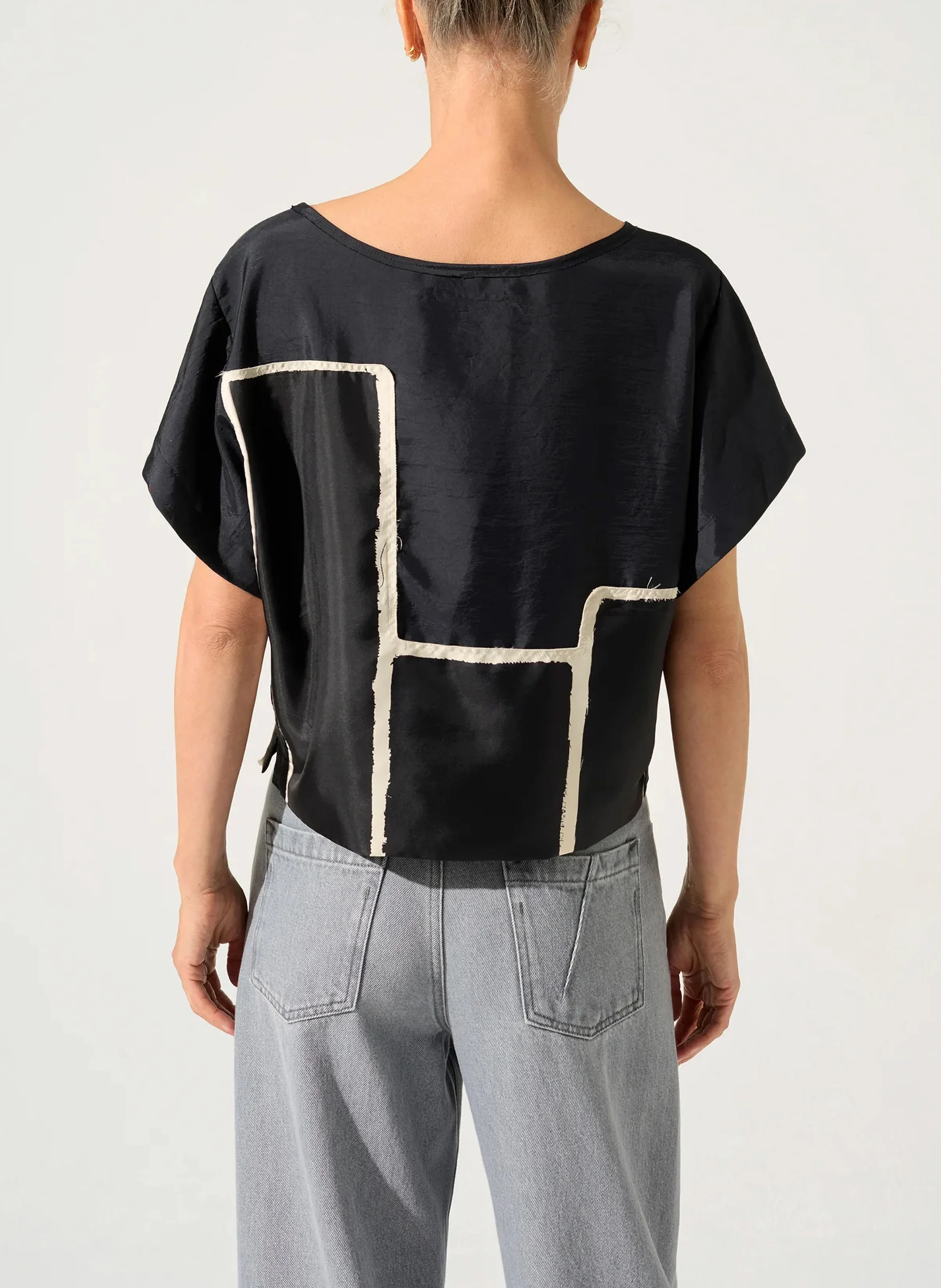 Blouse ample col bateau| Noir