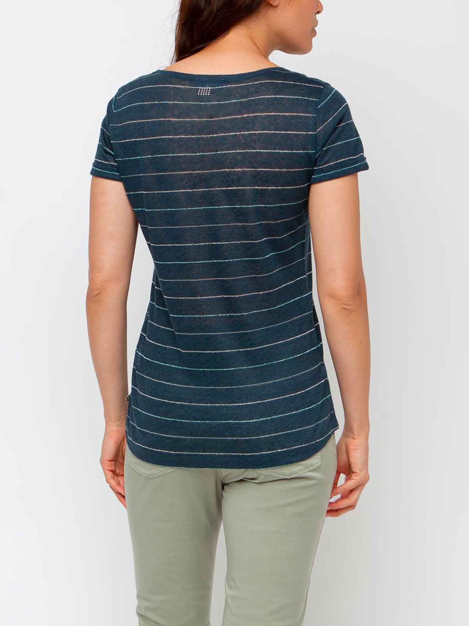 Tee-Shirt Femme En Lin Bleu Marine