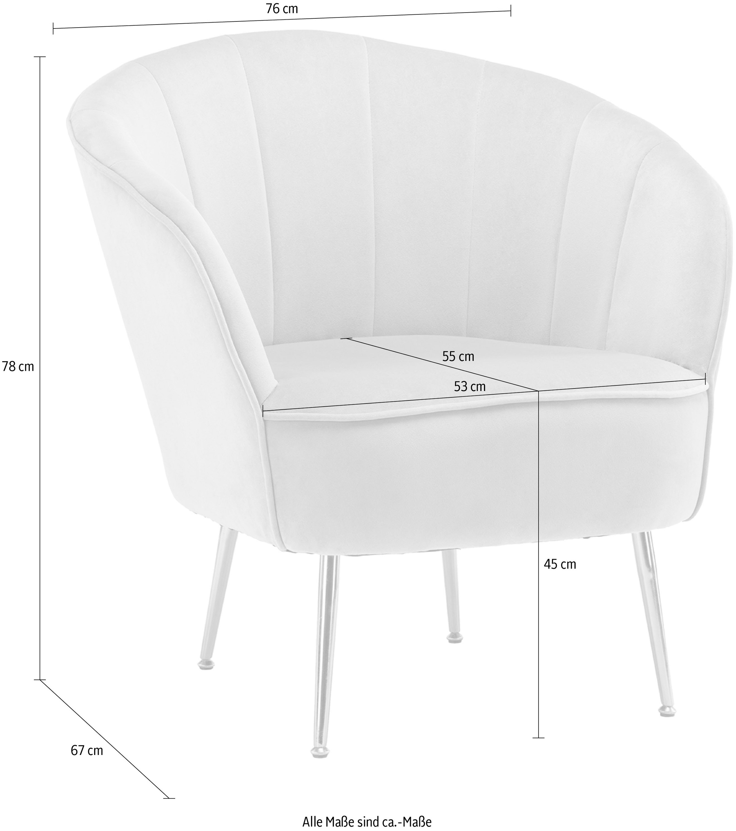 Kayoom Sessel »Loulan 125, gemütlicher Cocktail-Sessel, edler Samtbezug« 1 Stk. tlg. Cocktail-Sessel, Rückenlehne mit Ziernaht, Metallbeine in Gold