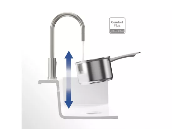 Robinet cuisine VILLEROY ET BOCH Umbrella flex acier massif + nettoyant