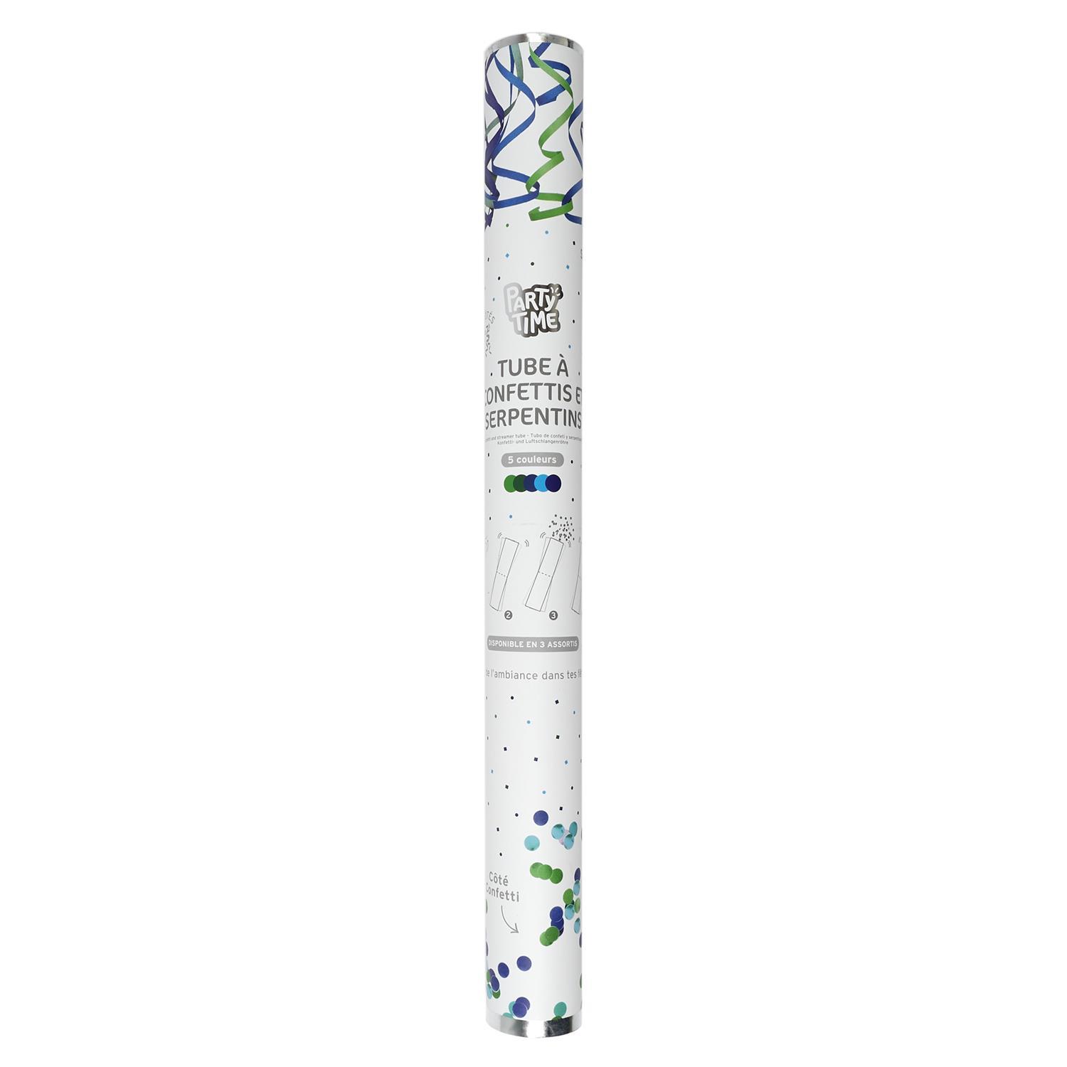 TUBE A CONFETTIS ET SERPENTINS 50CM