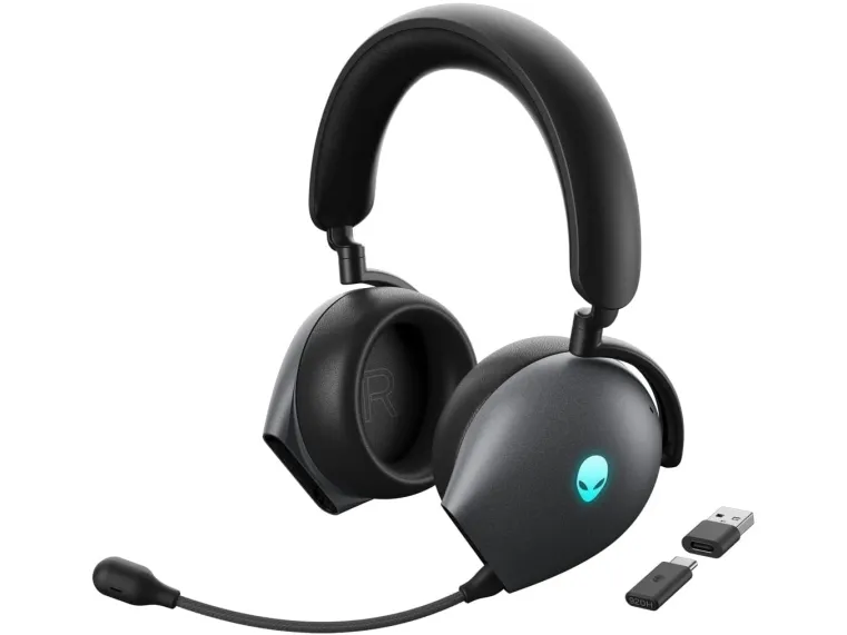 [OUTLET] - Alienware Tri-Mode Wireless Gaming Headset AW920H - Headset - fuld størrelse - Bluetooth/2,4 GHz radiofrekvens - trådløs, kabling - aktiv støjfjerning - 3,5 mm jackstik - Dark Side of the Moon