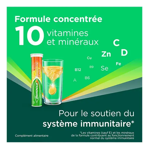 Berocca Flash Imunidade Vitamina D e C Zinco Ferro 30 comprimidos efervescentes
