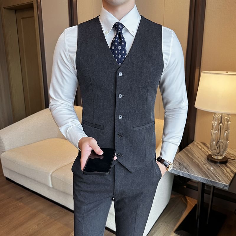 Blueforce - Set: effen enkelrijs vest + cropped taps toelopende pantalon