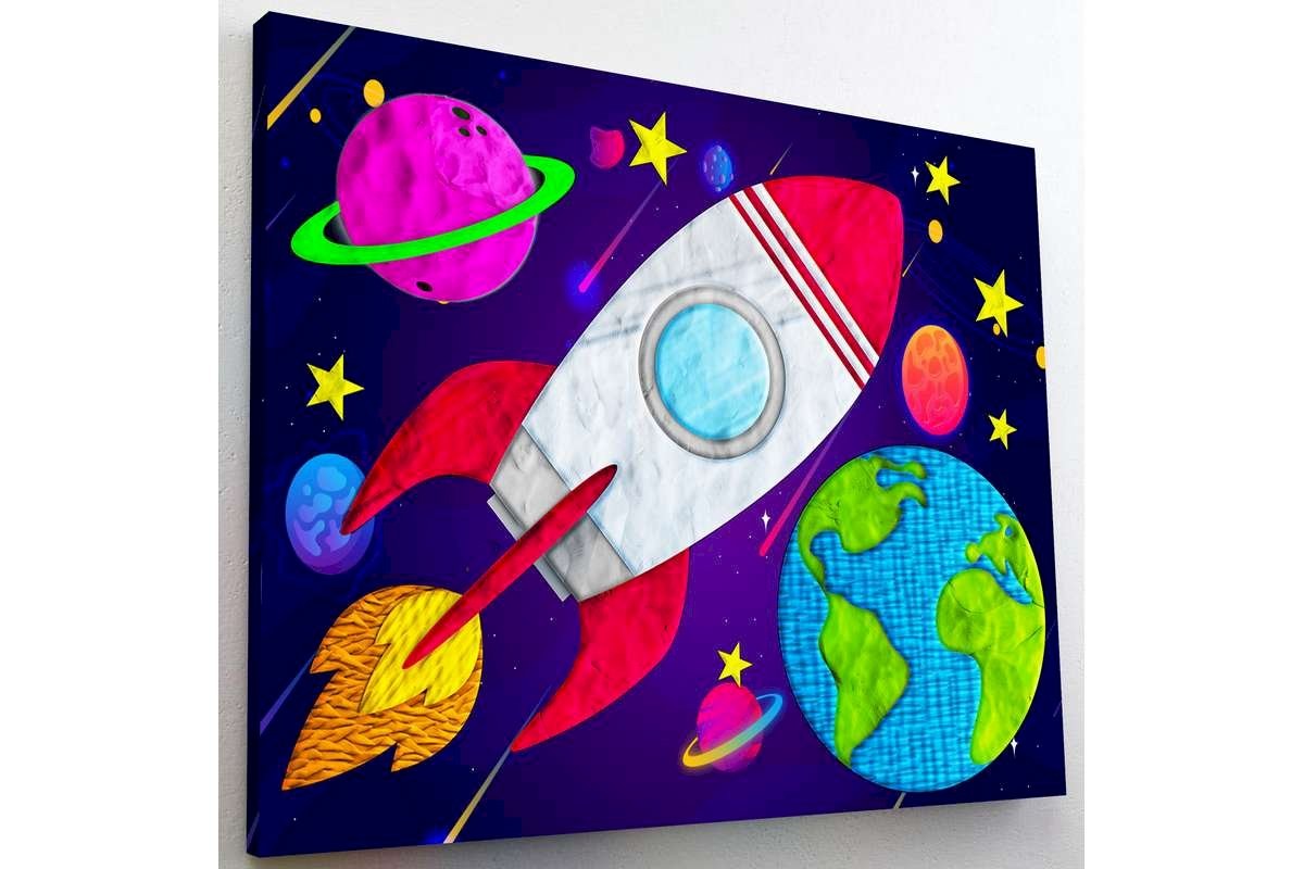 SPLAT PLANET - Clay painting on canvas 30x40cm - Space (777685)