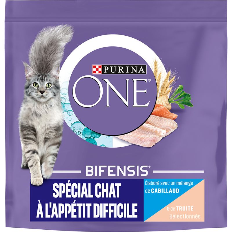 PURINA ONE Spécial chat à l'appétit difficile cabillaud, truite