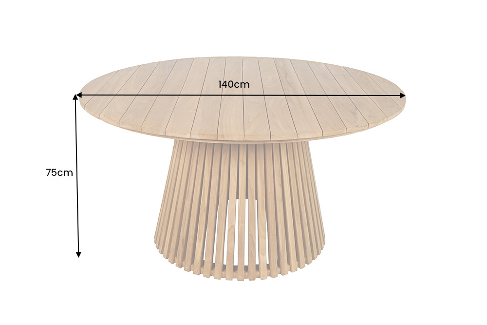 Runder Esstisch EMPIRE TEAK 140cm braun Teakholz Indoor Outdoor wetterfest