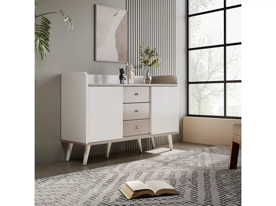 Buffet moderne à trois tiroirs en bois, un,d75cm×h77cm