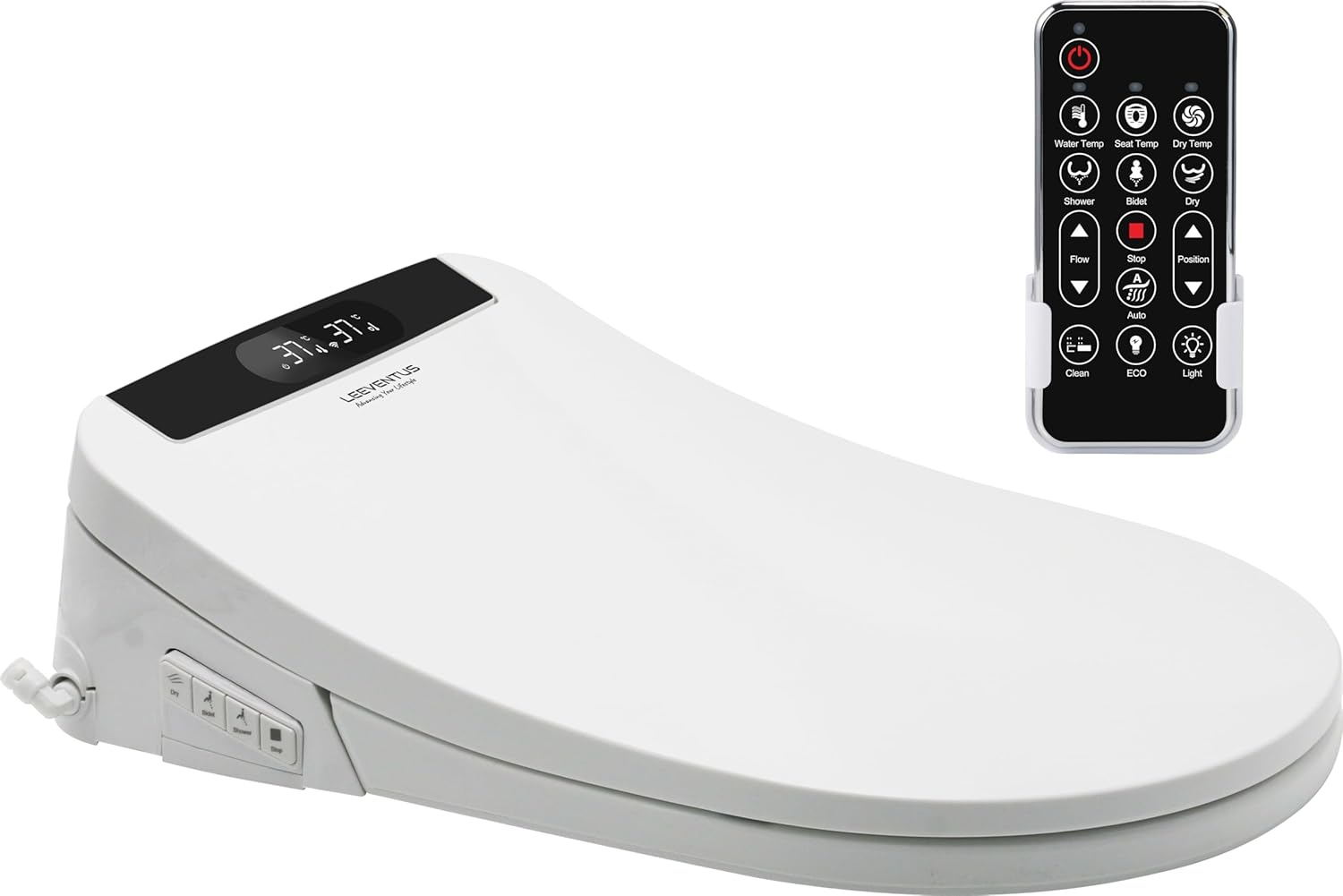 L-MSC403 neues Modell, Smart Bidet mit RF-Fernbedienung – Tanklos, Durchlauferhitzer, Sitzheizung, LED-Nachtlicht, Föhn, Ladydusche & Gesäßdusche, oszillierende Düse