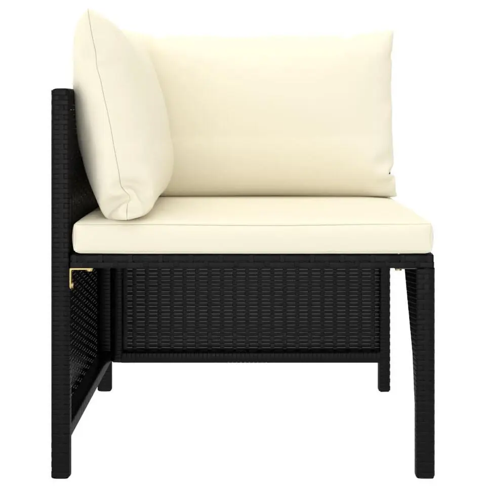 vidaXL - Tuinset - Zwart - Poly rattan - 5 stuks - Met kussens