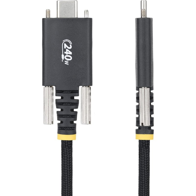StarTech.com Câble de Charge USB-C de 2m, Durable et Ultra-Flexible, Verrouillage à Vis Latéral, PD EPR 240W (5A), Câble de Recharge USB 2.0 pour PC, Certifié USB-IF, Cordon USB-C Robuste
