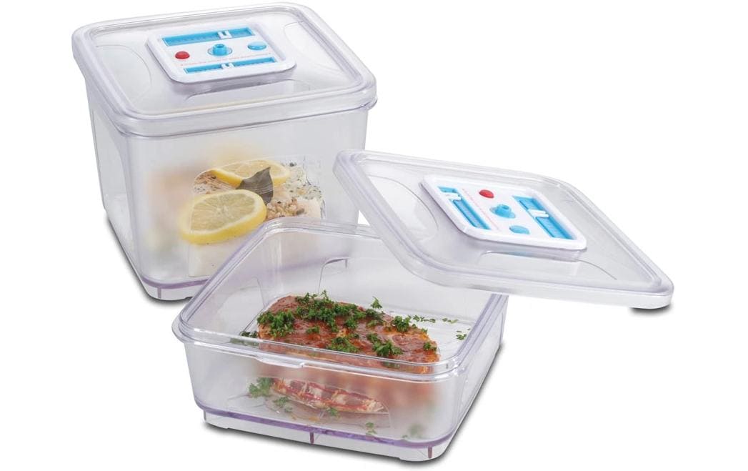 Vakuumier-Behälter Set à 2 StückZweier Set quadratischer Vakuumierbehälter für Lebensmittelaufbewahrung