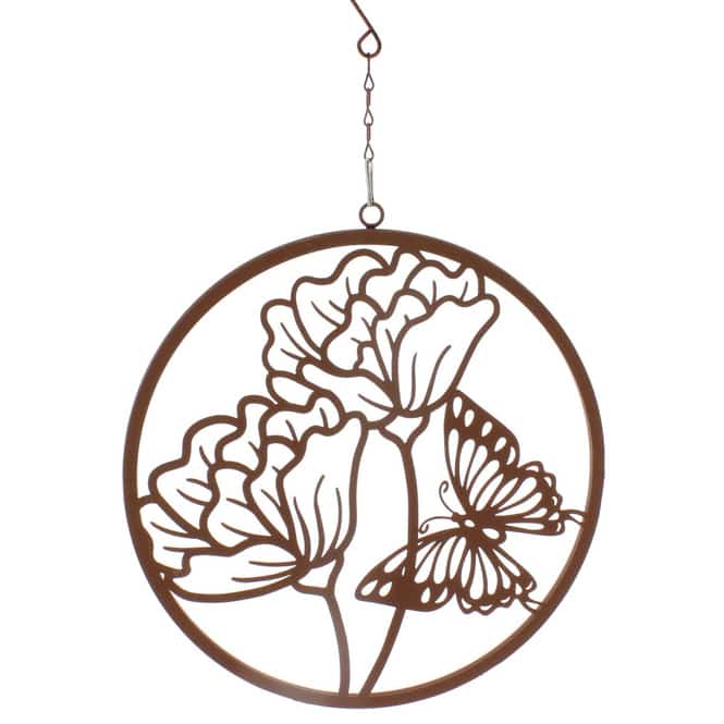 Dekohänger Ring mit Blumen und Schmetterling - ca. 25 x 1 x 46 cm