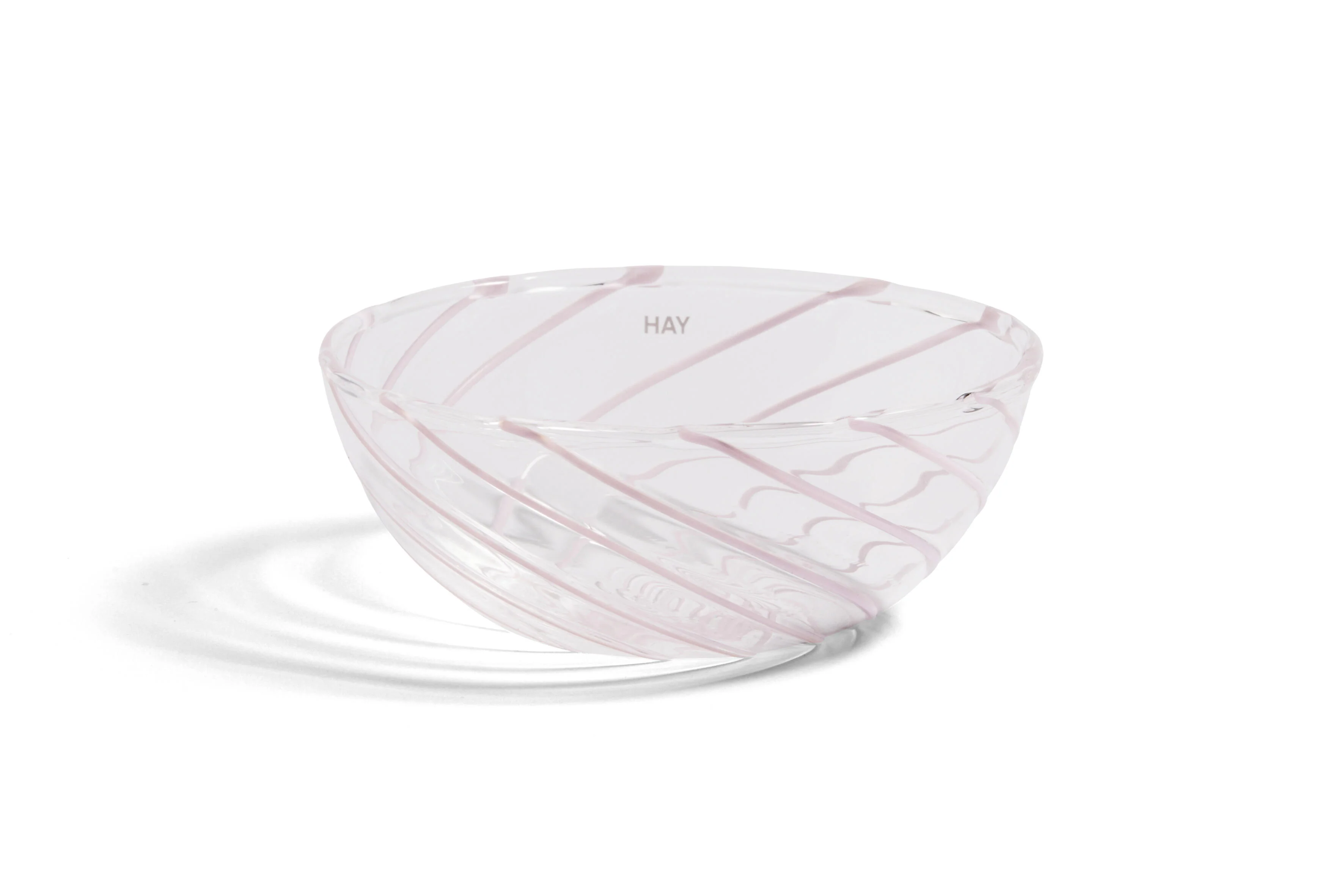 HAY  Spin Bowl, sæt af 2  - Clear with pink stripe