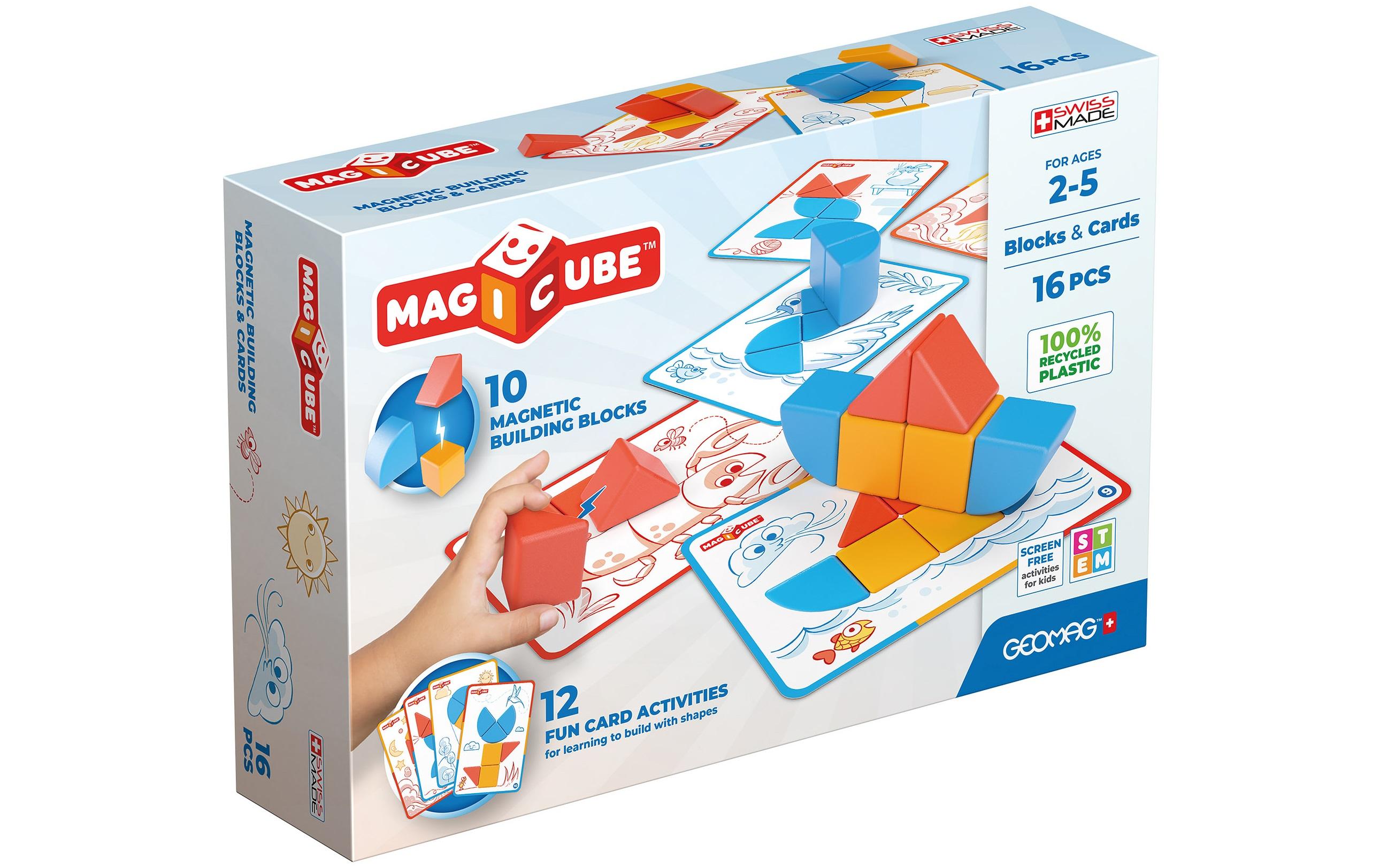 Bausteinmodell Magicube Blocks & Cards 16 TeileMagnetisches Bausteine-Set mit pädagogischem Wert