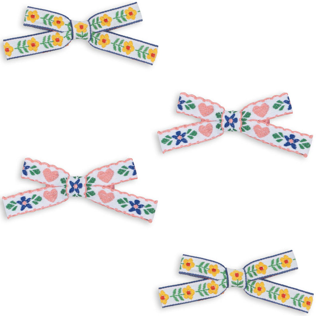 Konges sløjd mini haarclips bow - white rose - 4st