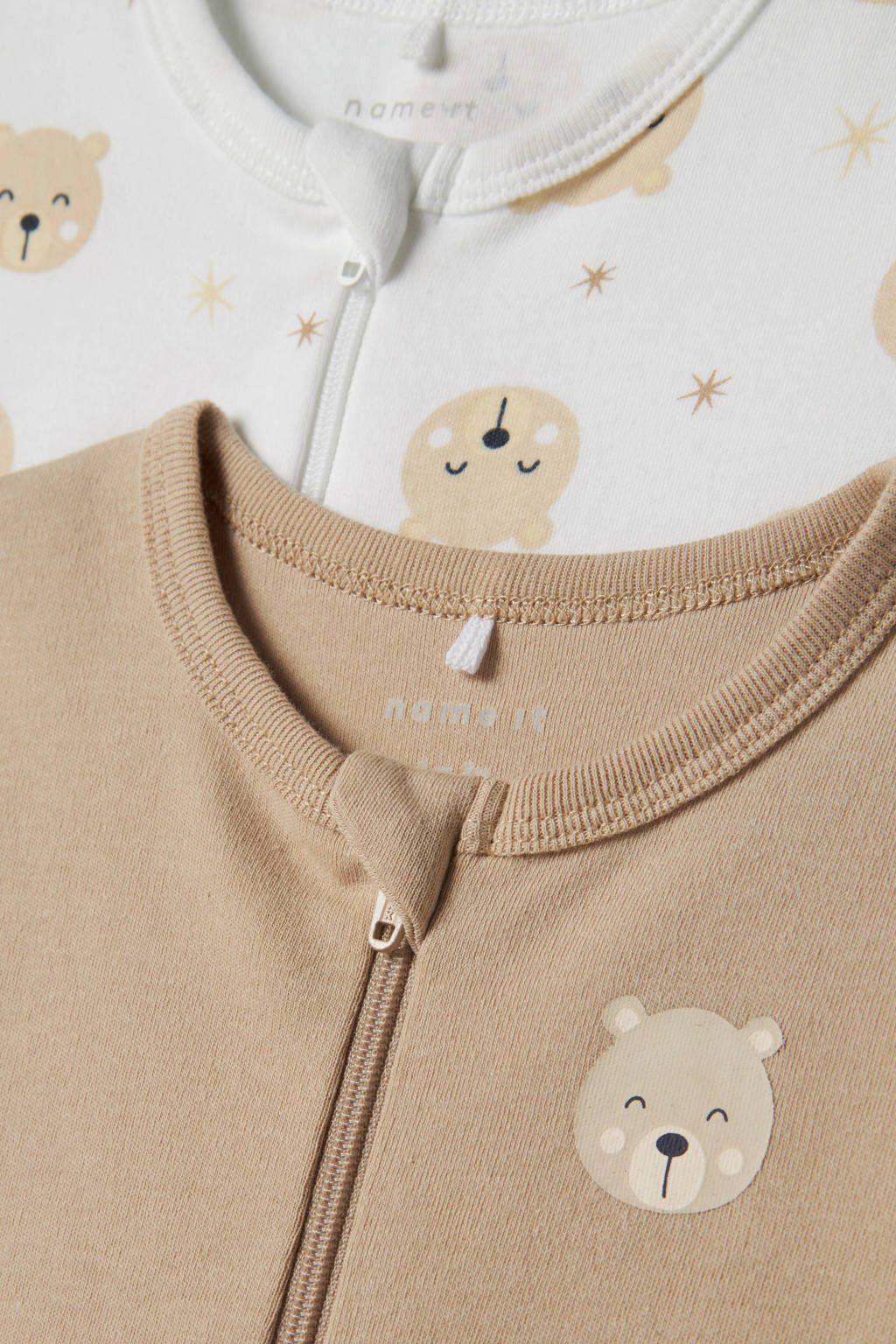 NAME IT baby pyjama met all over print - set van 2 zand/wit