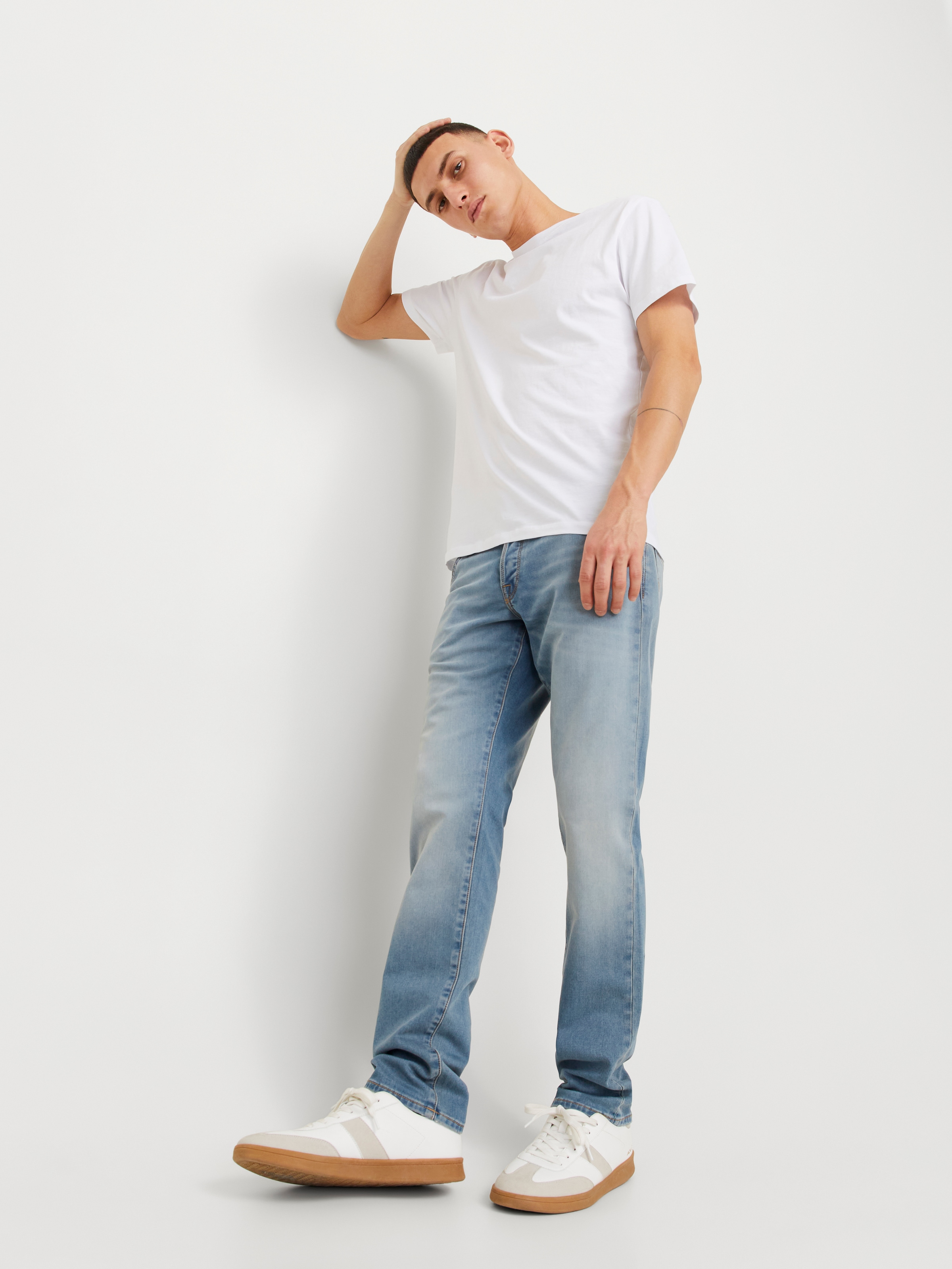 Jack & Jones Tapered-fit-Jeans »JJIMIKE mit Stretch, Used-Look und bequemer Passform« mit Abriebeffekten