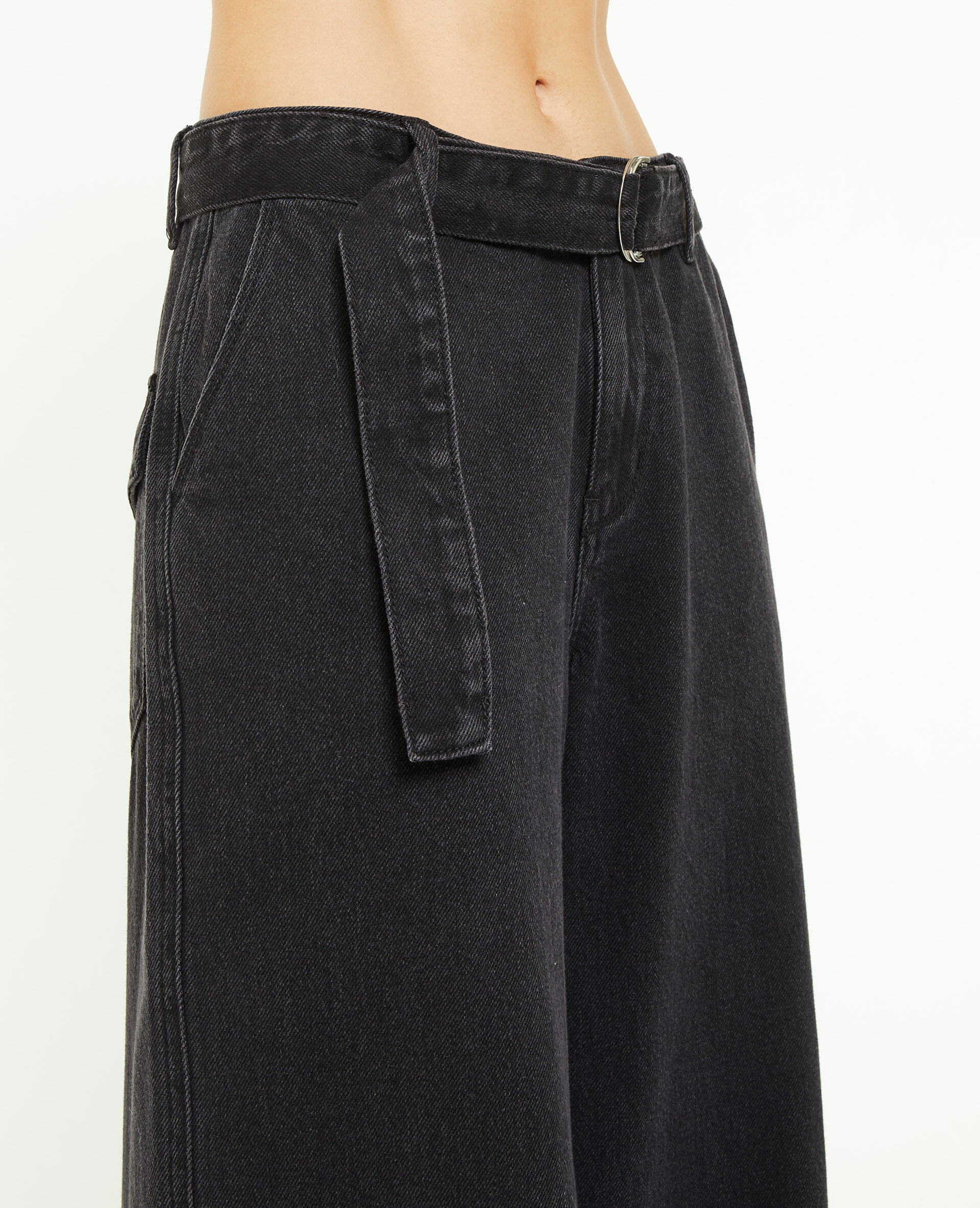 Jean wide extra large avec ceinture - Noir