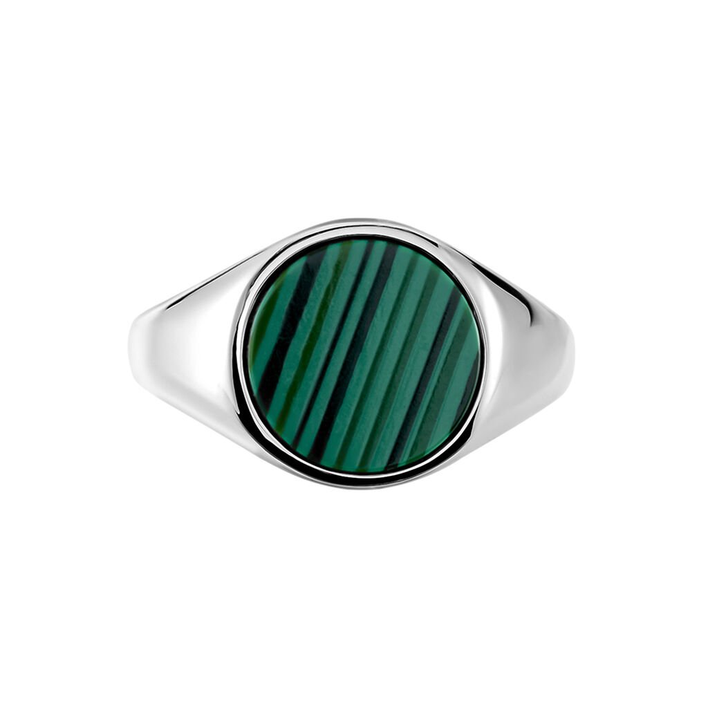Chevalière Argent Blanc Aileas Malachite