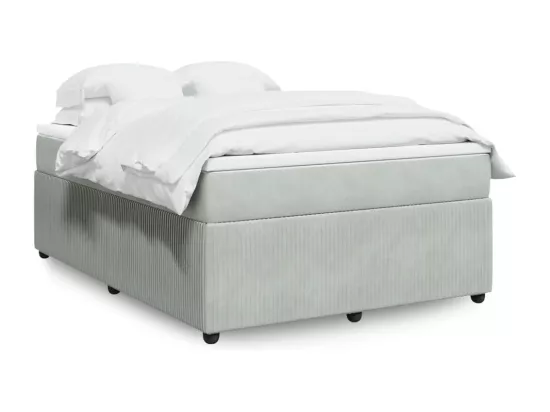 Sommier à lattes de lit et matelas Gris clair 140x190cm Velours