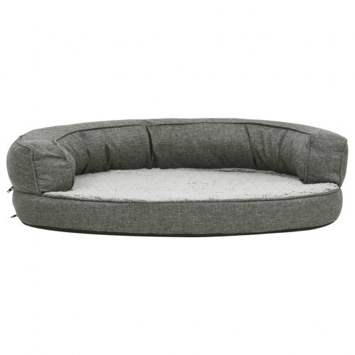 Sofá oval acolchoado para cães Vidaxl com almofada cinza