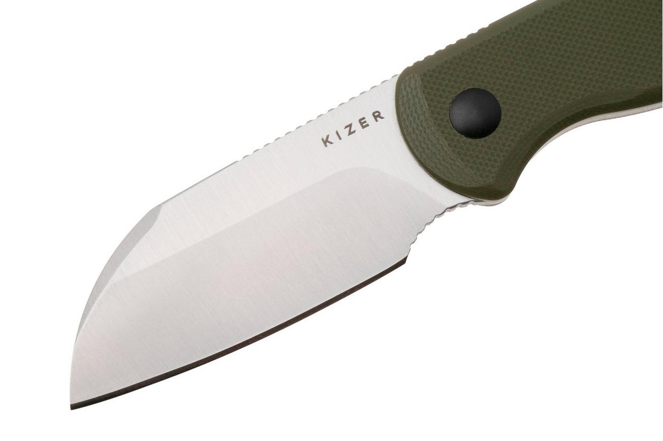 Kizer Drop Bear 1093A1 Satin AEB-L, Olive Green G10, vaststaand mes