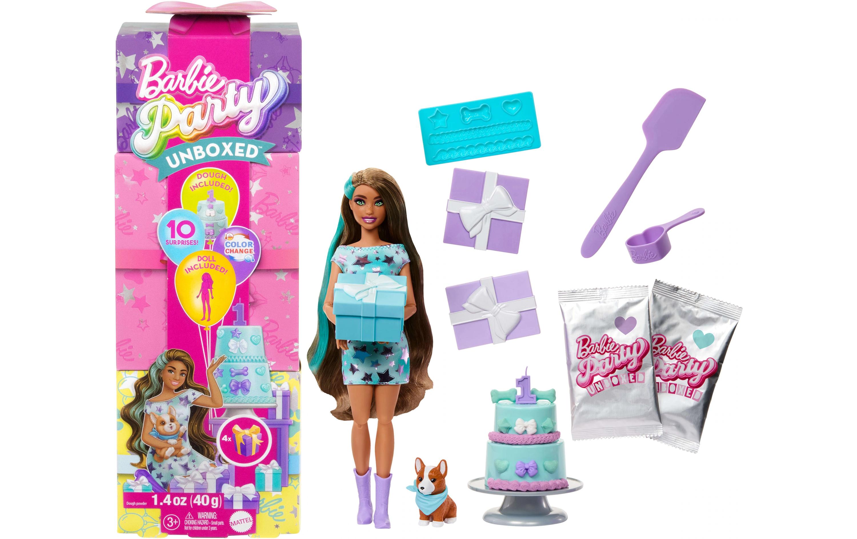 Spielset Party Unboxed Pet Birthday BlauBarbie-Spielset aus der Party Unboxed-Reihe
