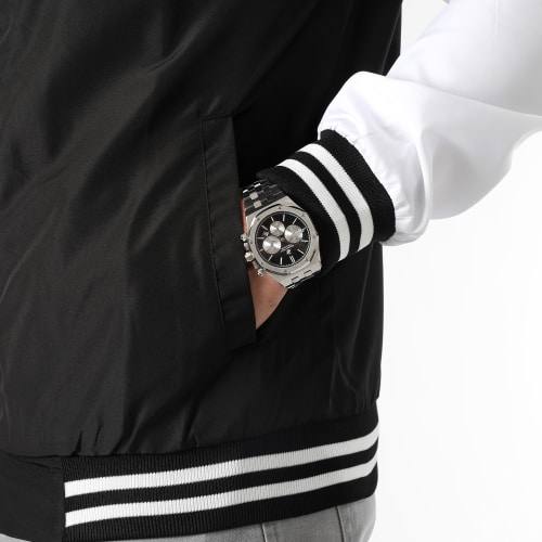 Veste Zippée Capuche Bicolore 0185 Noir Blanc