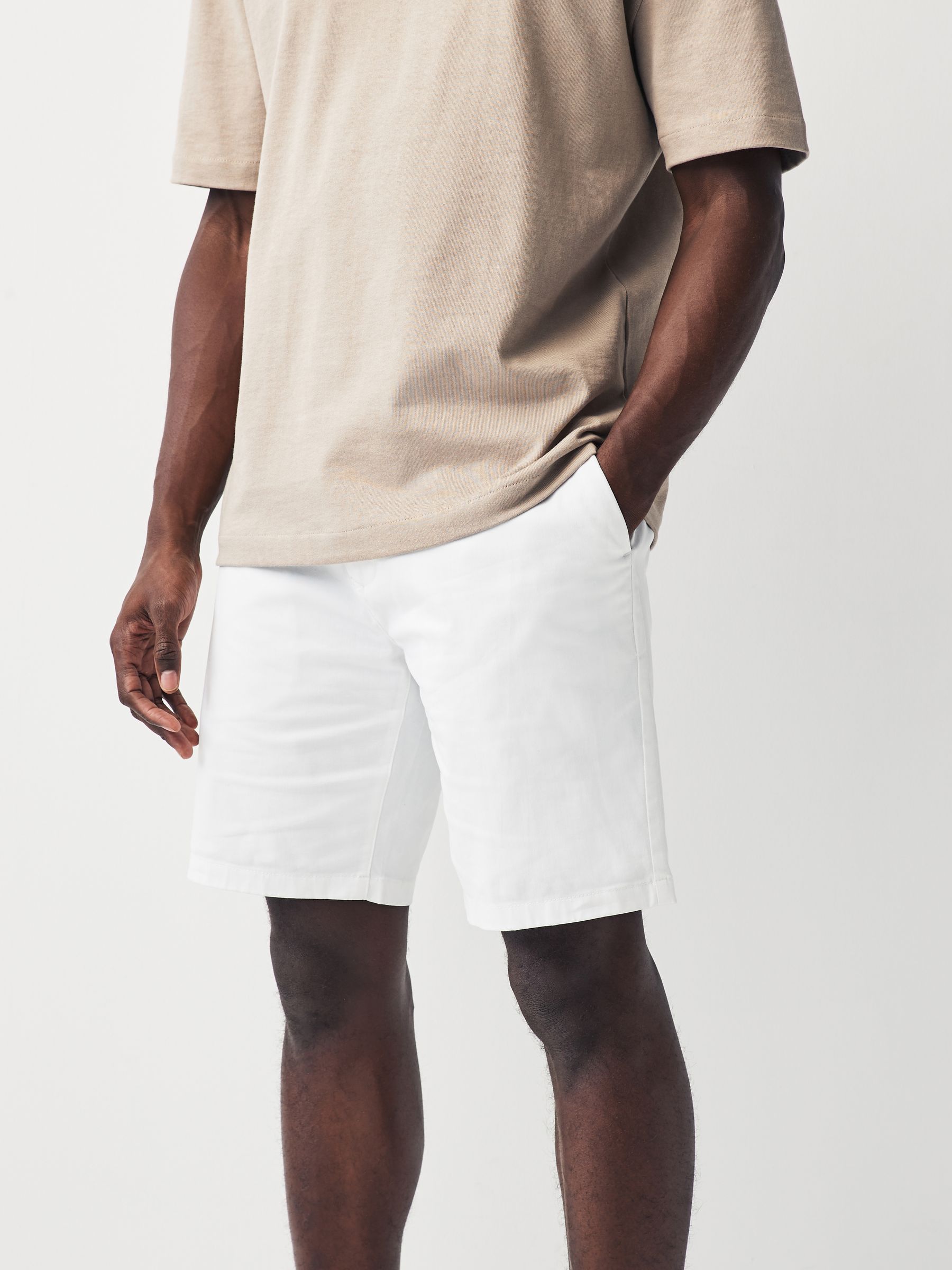 Wit - Slim Fit - Chinoshort met stretch
