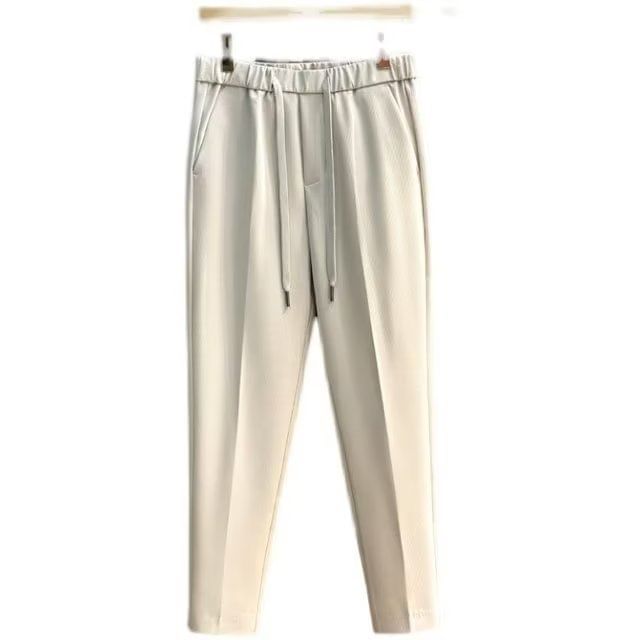 Lingaris - Effen cropped rechte broek met trekkoord in de taille