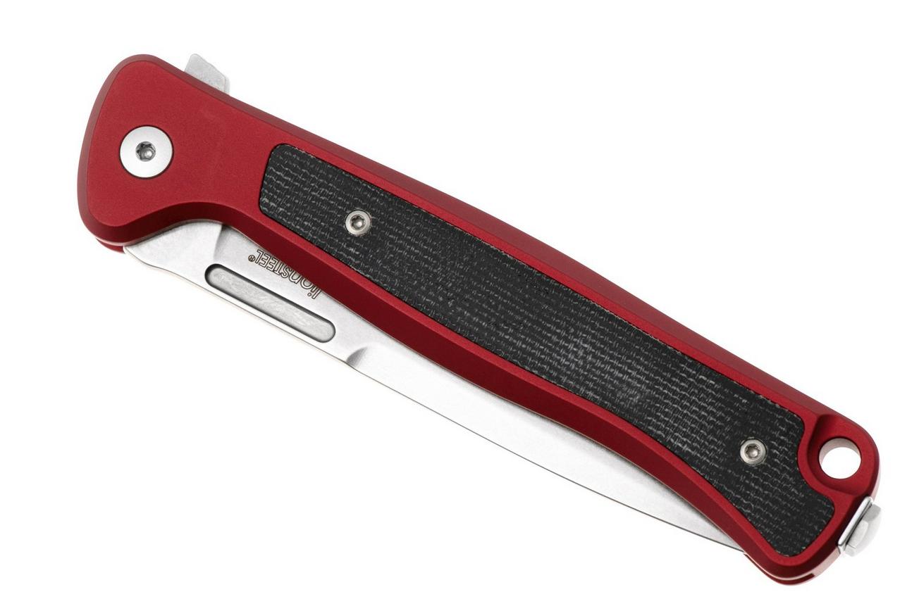 LionSteel Skinny Solid SK01A RS Red Aluminium Black Canvas Micarta inlay, Stonewashed zakmes, Molletta design