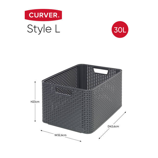 Curver Style opbergmand Rattan - antraciet - Maat L