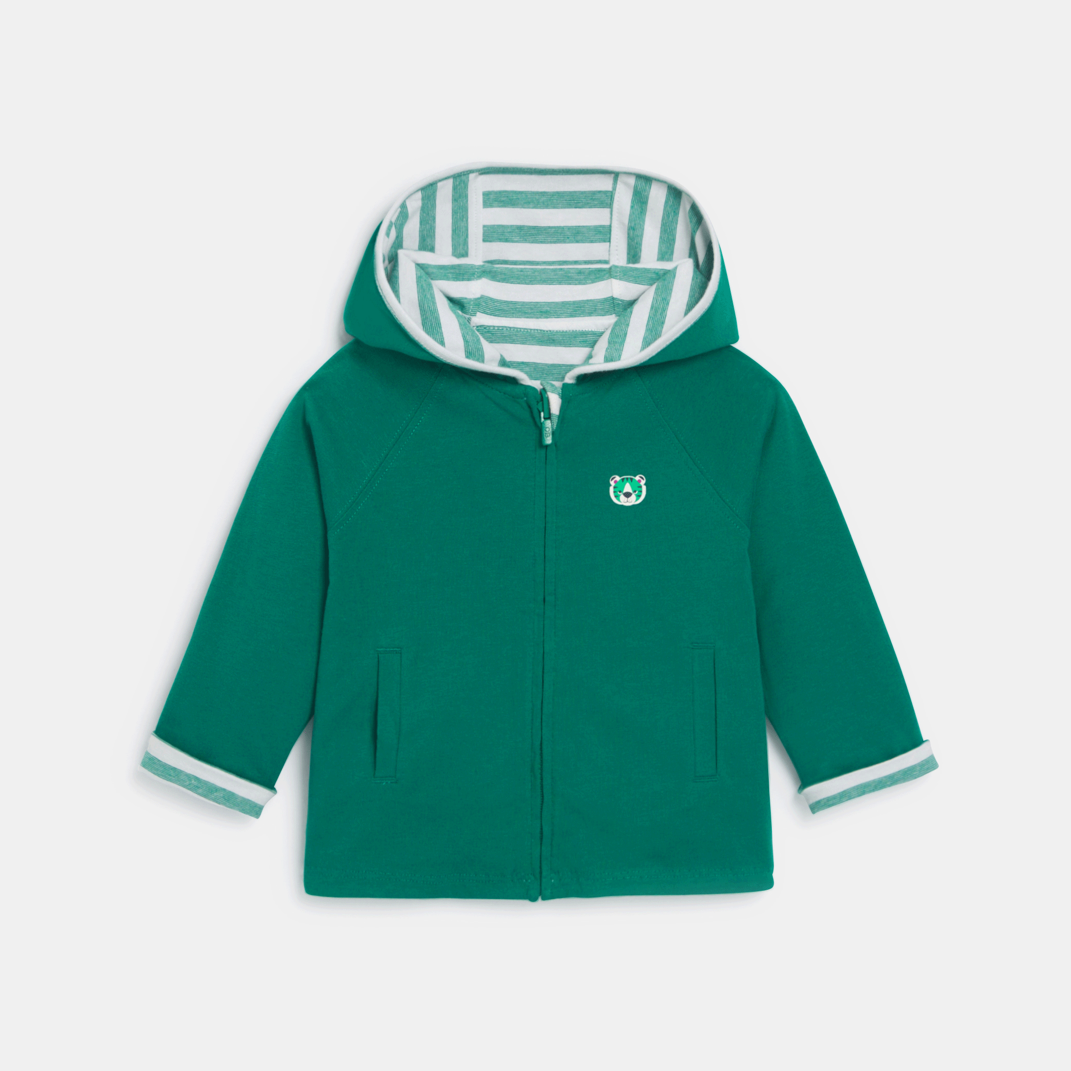 Gilet zippé réversible à capuche vert bébé garçon Vert