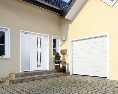 Hörmann sectionaaldeur EcoStarMatic, wit RAL 9016 met M-profilering, 2500 x 2125 mm, inclusief garagedeuropener Liftronic 700 2e generatie.