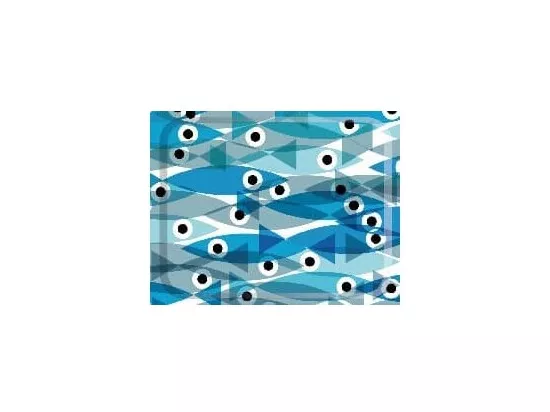 Chariot pliant à roulettes - Structure métallique grise, 2 niveaux en stratifié motif Poissons bleus - 72*66*43 cm - BAUHAUS