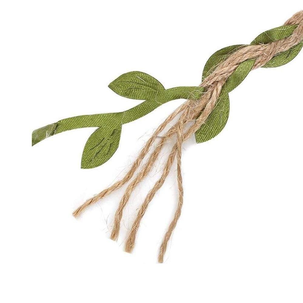 (5m) Geschenkband Jute Blätter Deko Band - Silber
