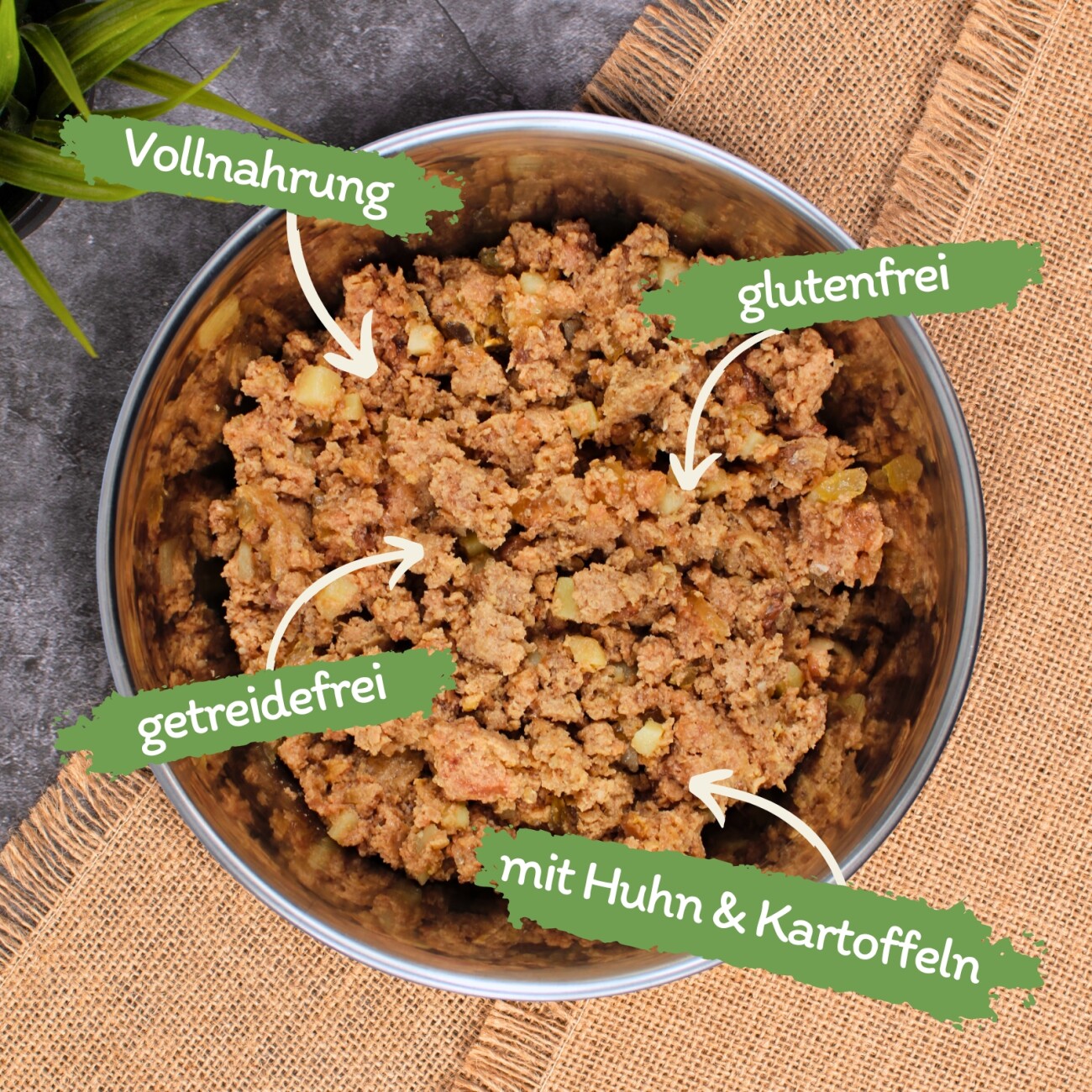 Lyra Pet Lecker.Pet Gino's Saftige Fleischmahlzeit mit Huhn & Kartoffeln Hundefutter Nassfutter 6x400 g