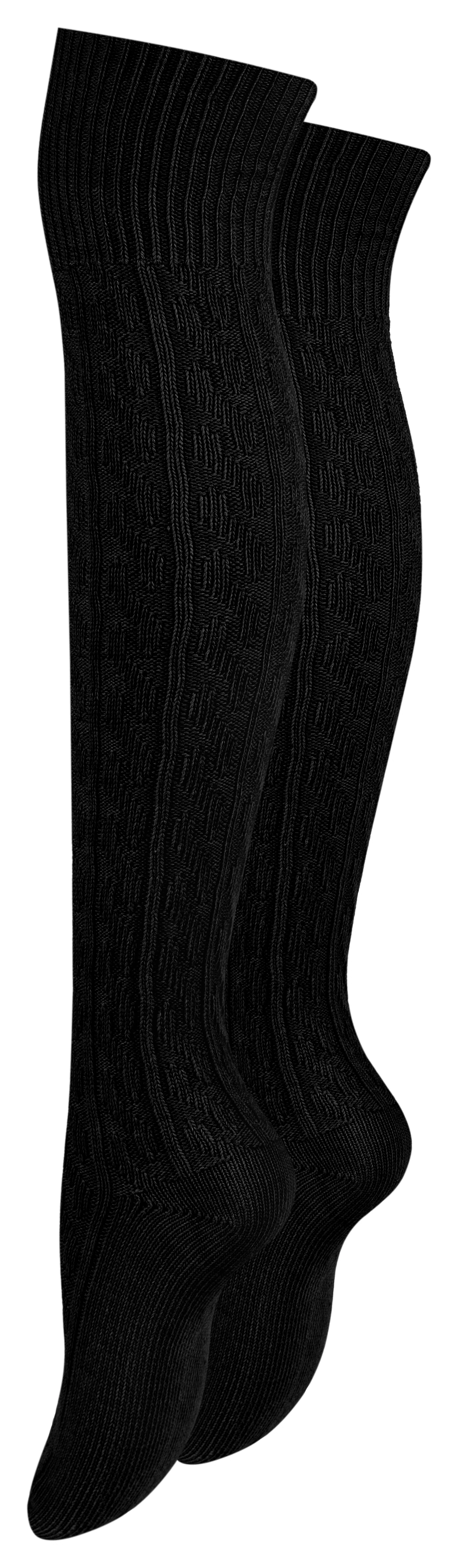 Paolo Renzo® Damen Baumwoll Overknees mit Zopfmuster & Anti-Rutsch-Bund 1 Paar - Größe 36/41 - Bordeaux-Rot